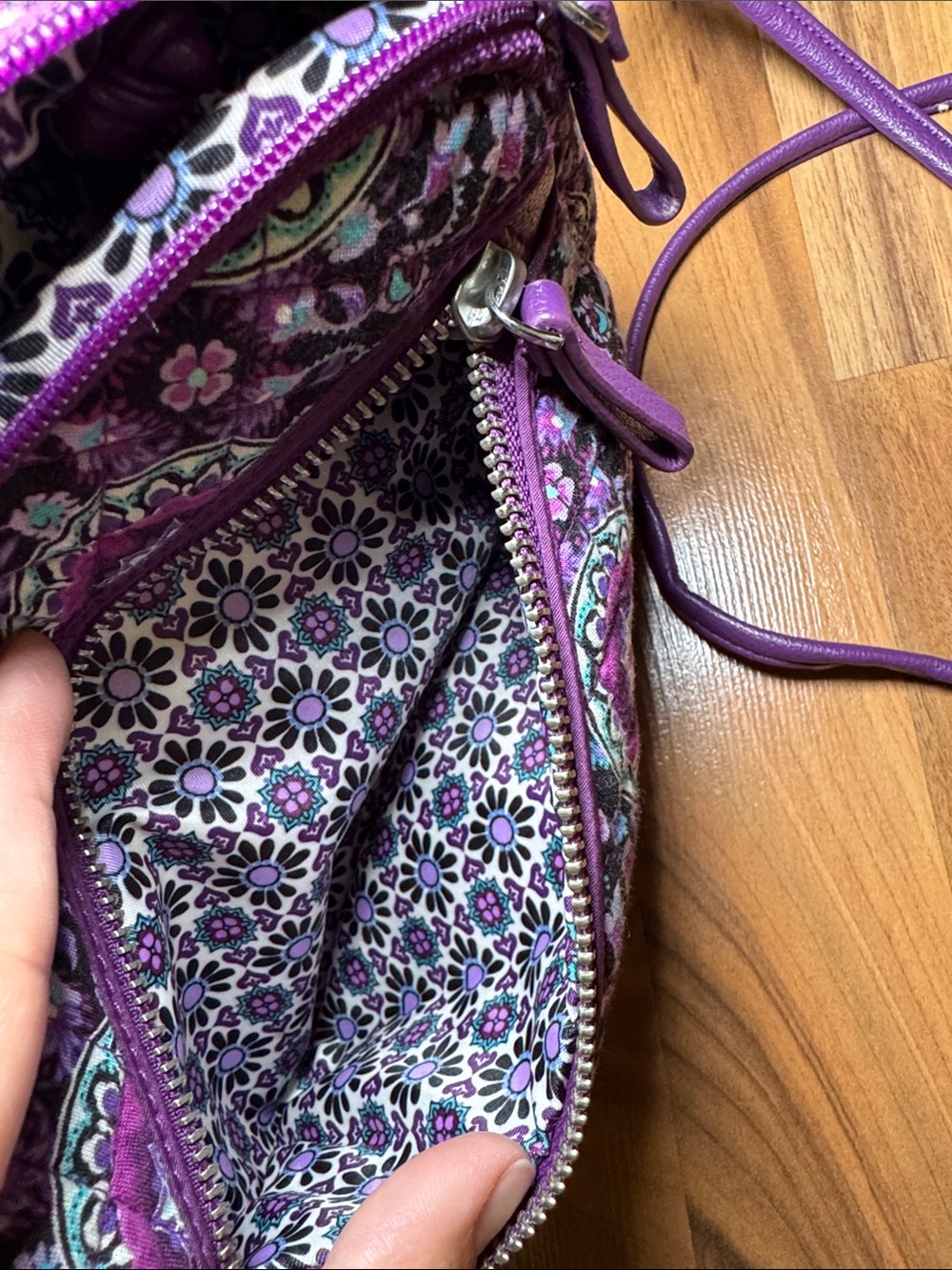 Vera Bradley Purple Floral Crossbody Bag - Quilted Fabric - Picture 7 of 11